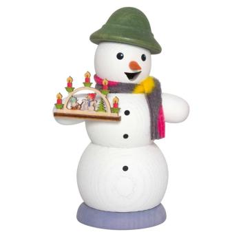 Kuhnert Räucherfigur Schneemann mit Schwibbogen (13 cm)